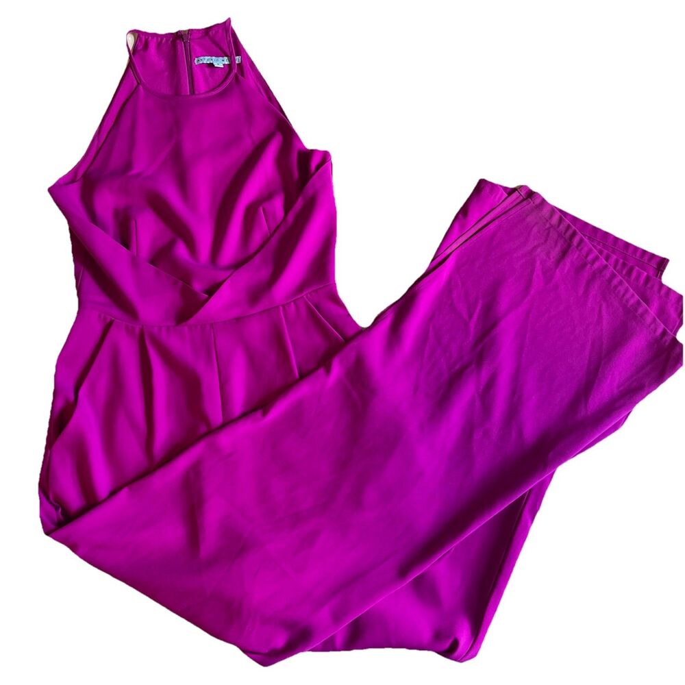 Antonio Melani Jumpsuit Women’s 4 Pink Fuscia Vented Wide Leg Zip Pleated Party
